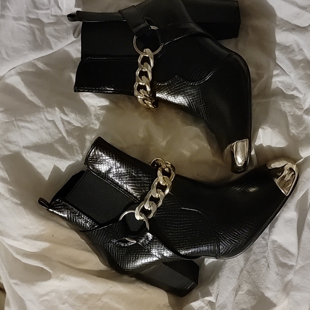 Gold chain boots